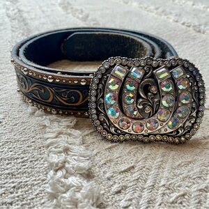 Women’s Tony Lama Rhinestone bling leather belt